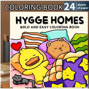 Adult Coloring Book Cozy Times, 24 Sheets (120gsm Thick Paper) Luxury Edition, Perfect for Relaxing, Family Gatherings, Holiday Decor