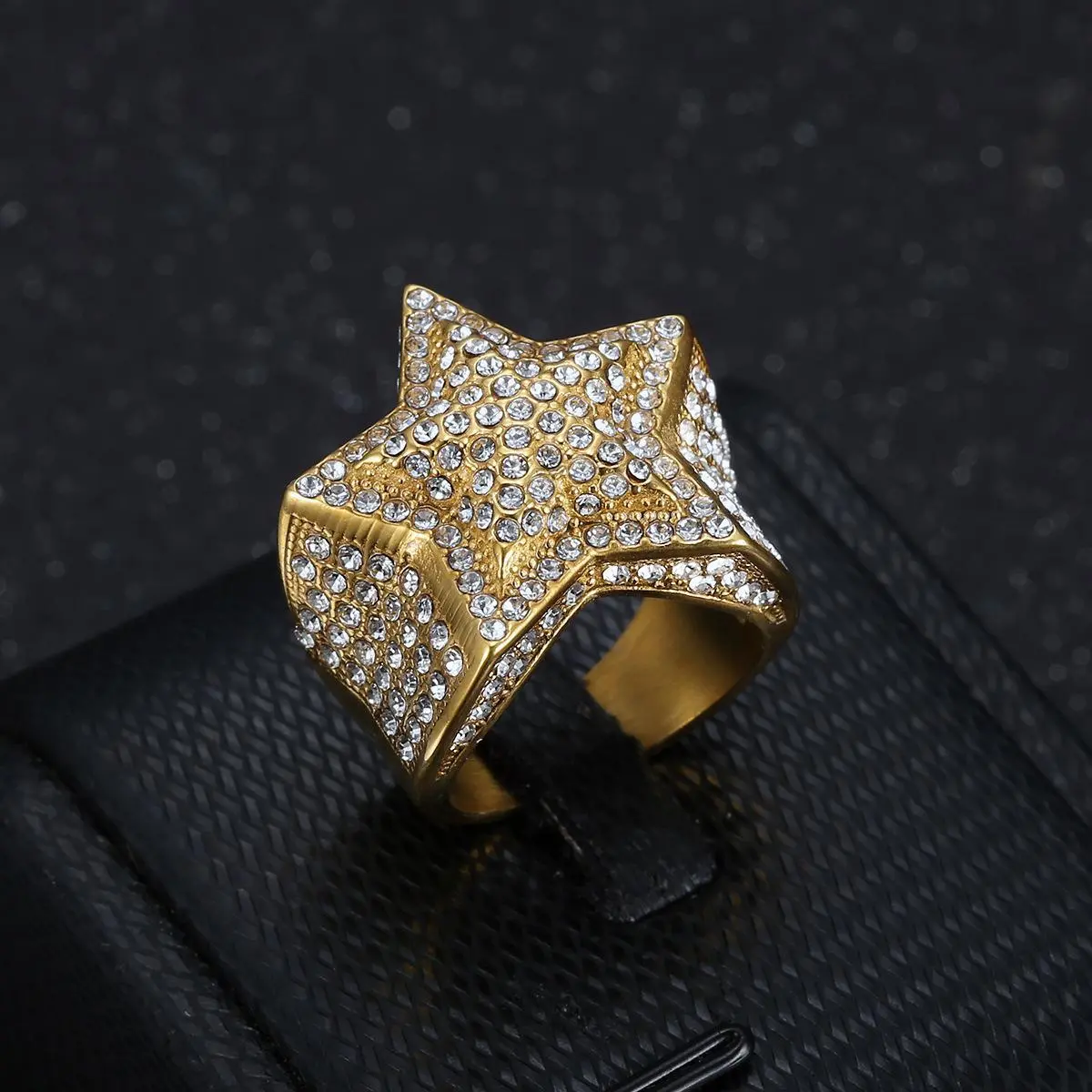 Geometric Star Punk Ring in Stainless Steel, Edgy Statement Fashion Jewelry for Casual Parties and Christmas Events, Beautiful Rings, Punk Style Ring