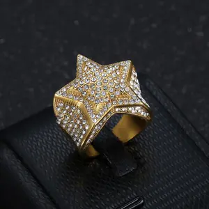 Punk Star Ring in Stainless Steel, Hip Hop Style Costume Jewelry, Casual Fashion Accessory for Parties, Christmas Gift Idea