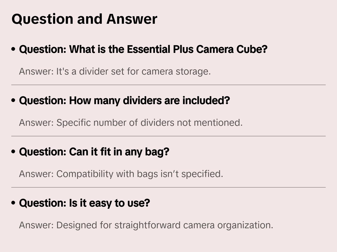 Essential Plus Camera Cube Divider Set