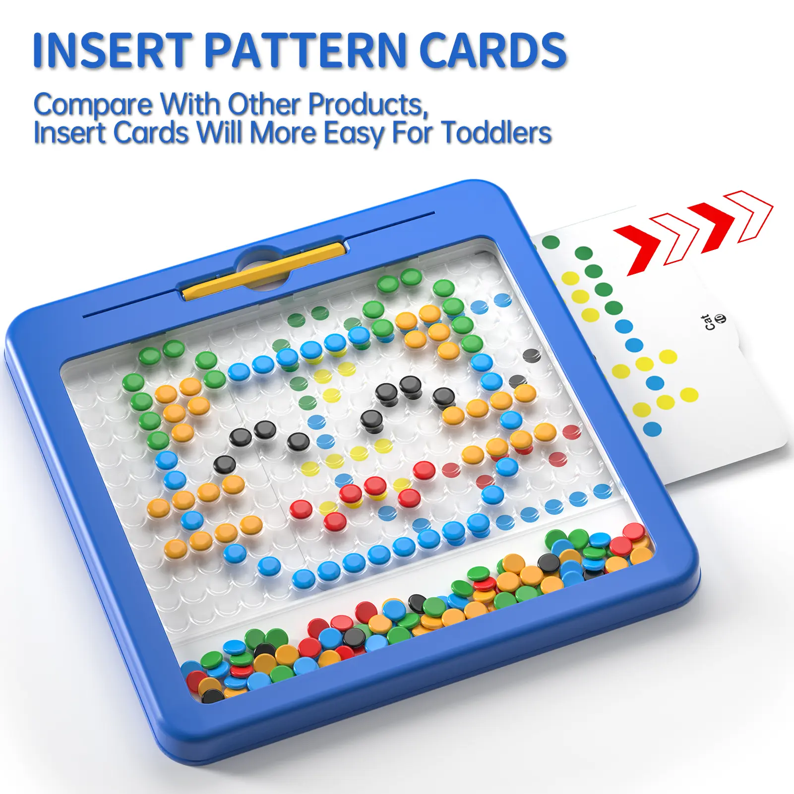 Unisex Magnetic Dot Drawing Board for Toddlers Aged 2-5 Years - 3-4 Years Focused, No-Battery Educational Toy with Rich Pattern Cards, STEM Fine Motor Skills Training, Portable Doodle Board, Montessori Early Learning Aid, Magic Pen Drawing & Writing Tool