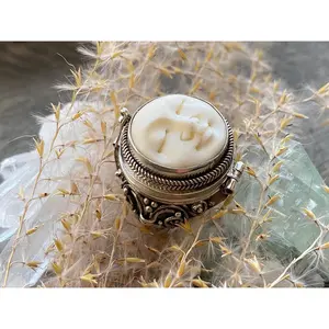 Hand Carved Goddess Moon Face 925 Silver Handmade Locket Poison Ring Large Small or Tiny - Crystal Healing Meditation