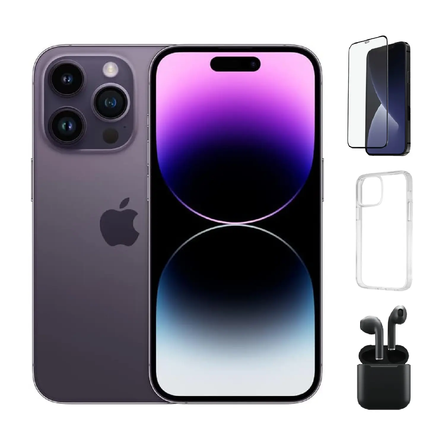 Refurbished iPhone 14 Pro (Unlocked)-Acceptable Condition with Case, Wireless Earbuds,Tempered Glass Screen Protector & 1 Year Warranty  A2650