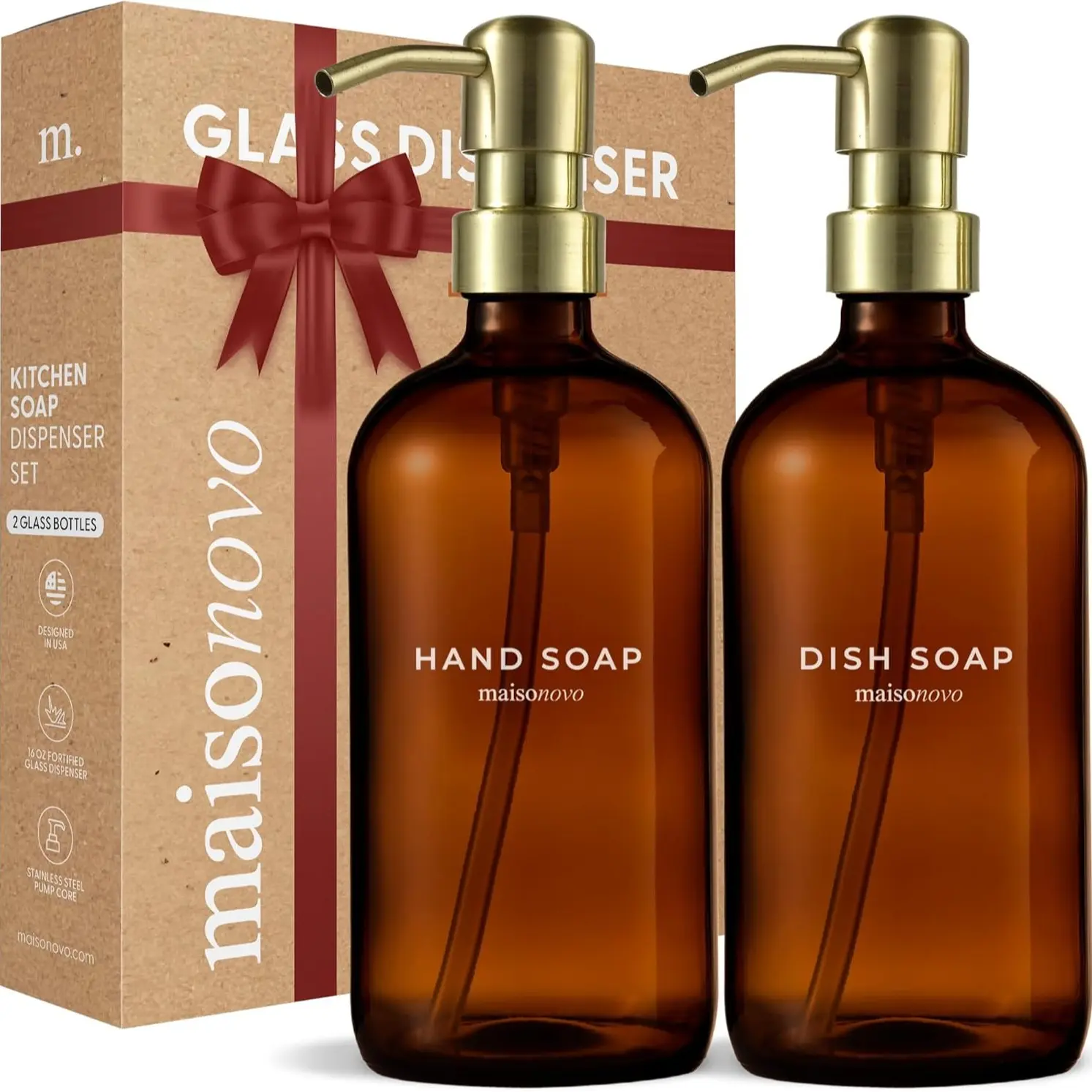 Amber Bottle/Gold Pump X 2