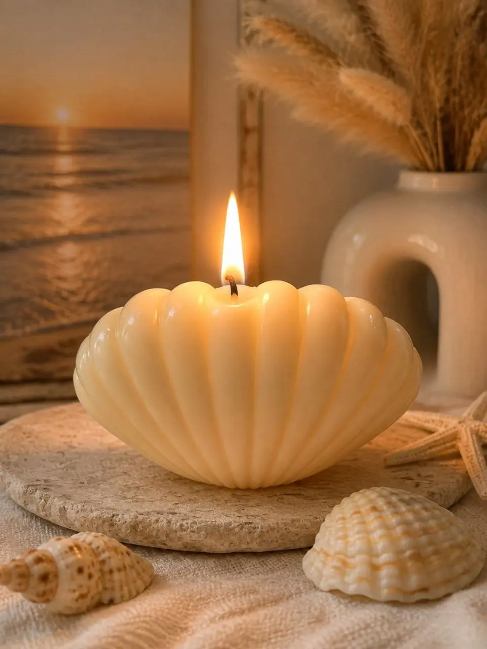 Handmade Seashell Candle – Coastal Home Decor, Beach Inspired Decorative Candle, Unique Gift for Any Occasion