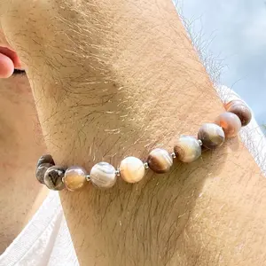 Steel series bracelet - Stability (Botswana agate)