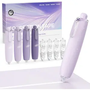 6MM Retractable Gradient Correction Tape, Easy to Use -Resistant 4 count Tape with 4 Extra Refills, Pen Shaped, Smooth & Quick Drying for School, Office Supplies(Purple)