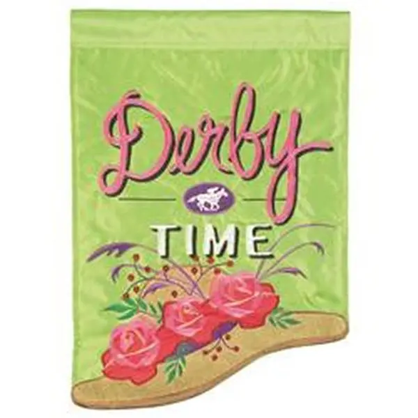 Dicksons M001751 Derby Time Shaped Flag - 29x42 in 300 Denier Polyester, Double Thickness, Detailed Embroidered & Appliqued, High Color Fastness, Party Banner Backdrop (Retain in Shade or Semi-Shade)