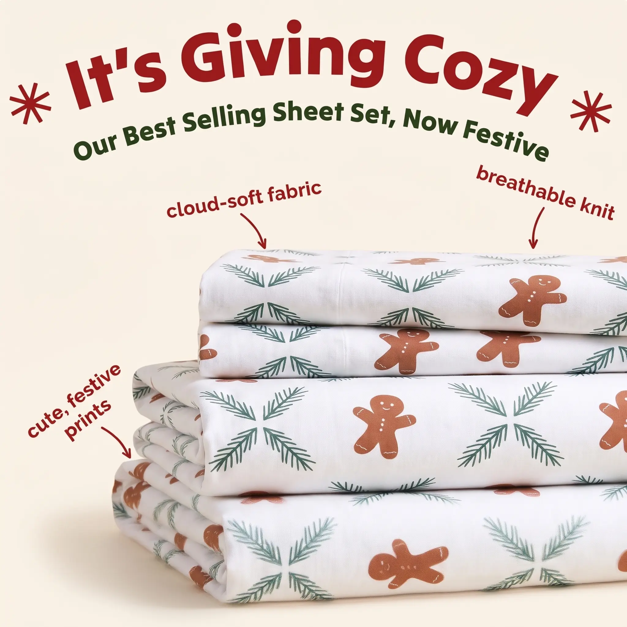 CGK | Holiday 4-Piece Sheet Set – Soft Microfiber Bedding, Deep Pocket Wrinkle-Free Festive Christmas Sheets, Trees, Candy Canes, Reindeers