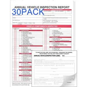Annual Vehicle Inspection Report Form 30-pk 3-Ply Carbonless,Adhesive Vinyl Label 2-Ply
