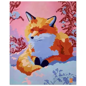 Glowy Winter Fluff Fox Poster Print