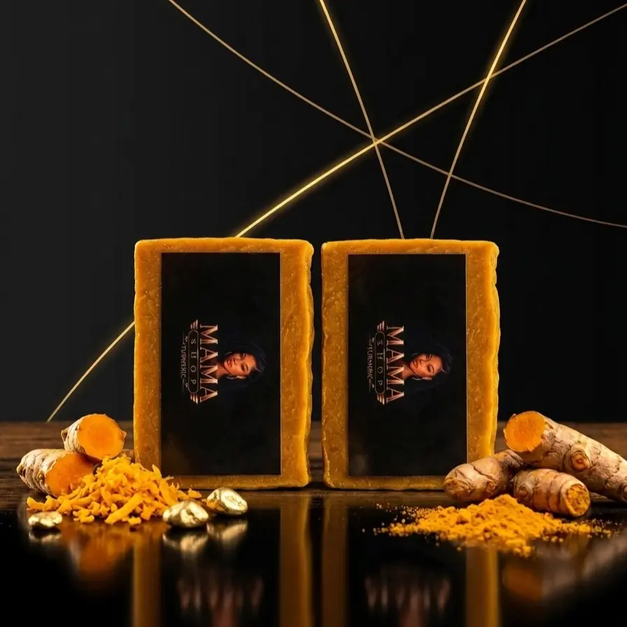 2 turmeric bar soap from- Mama Shop Organic Turmeric Glow Soap Brighten, Cleanse, and Nourish- For all natural skin tone.