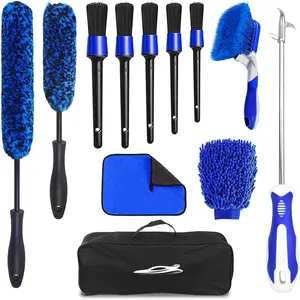 12 count Wheel Brush Kit for Cleaning Wheel and Tire, Wheel and Rim Brush,  Detailing Brushes, Tire Brush, Bendable & Durable  Wheel Rim Cleaner Brush Set, Detailing Cleaning Brush Supplies Kit