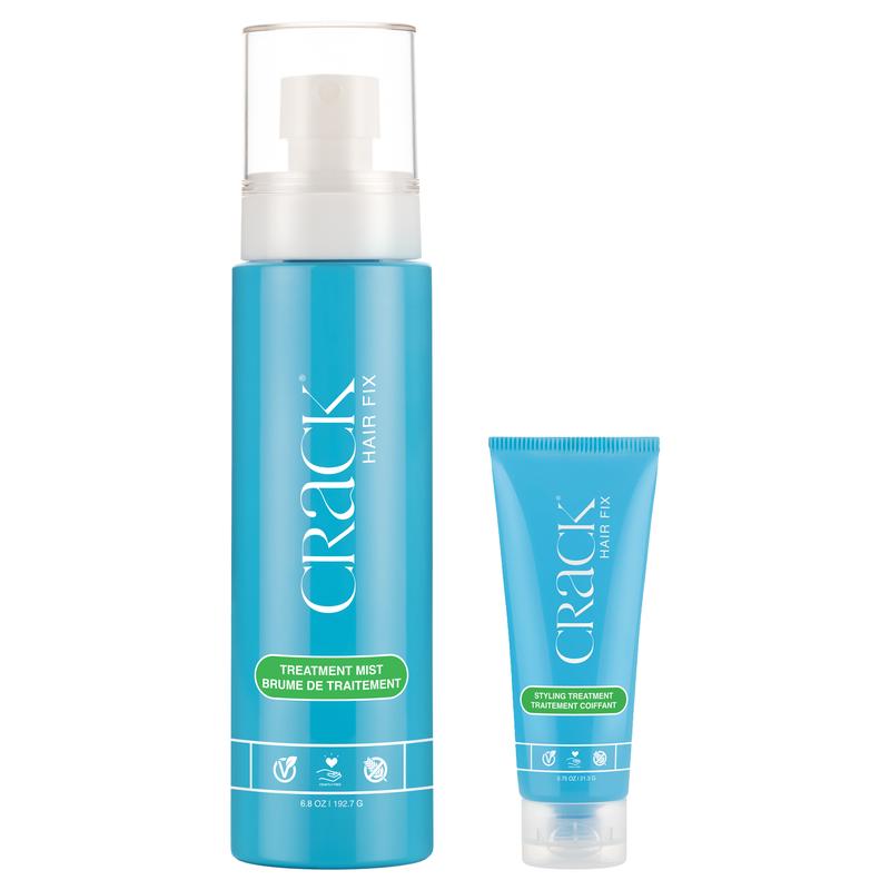 CRACK Crack Hair Fix Moisturizing Mist Spray & Styling Treatment for Dry Frizzy Thermal-Damaged Hair 6 oz & .75 oz Anti-Frizz Repair Ultra Lightweight