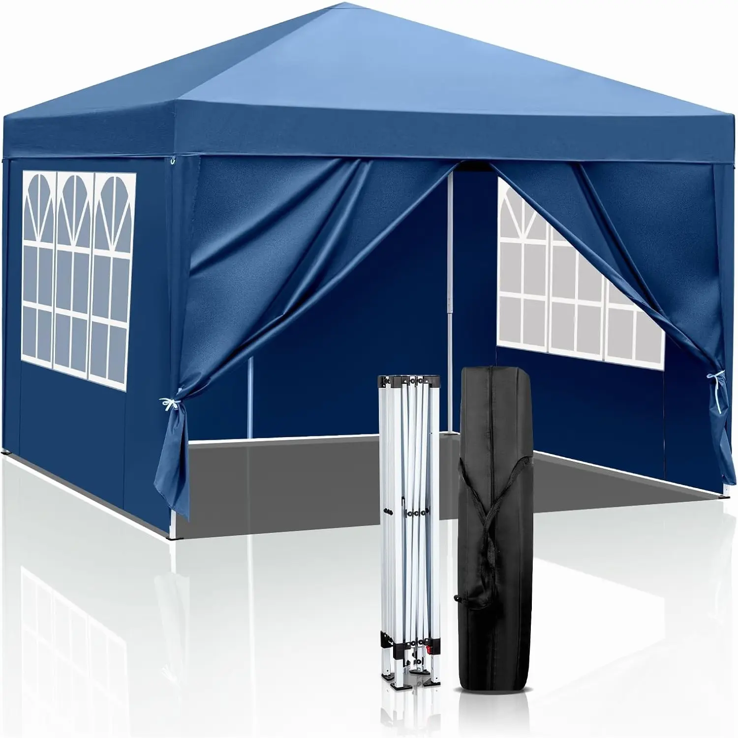 10x10 Oxford Fabric Enclosed Canopy Parasol with Sidewalls - Adjustable Outdoor Sun Protection Gazebo, Commercial Sports Solution for Beach Cabana, Watch Party (Canopies & Shade), Uv50+ Top, Commercial Gazebo