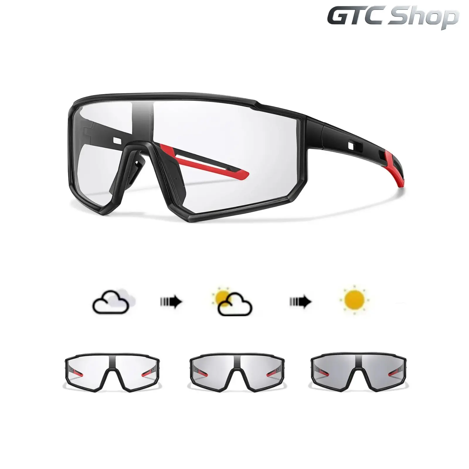 Photochromic Flat Top Wrap Sunglasses for Men & Women, Windproof Sports Goggles, Auto Color Changing Lenses, Sleek Wrap Around Frame, UV Protective Windproof Design, Cycling Hiking Baseball Softball Running Biking Outdoor Wear