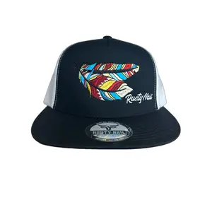 Rusty Nail Feathers Black/ White SnapBack