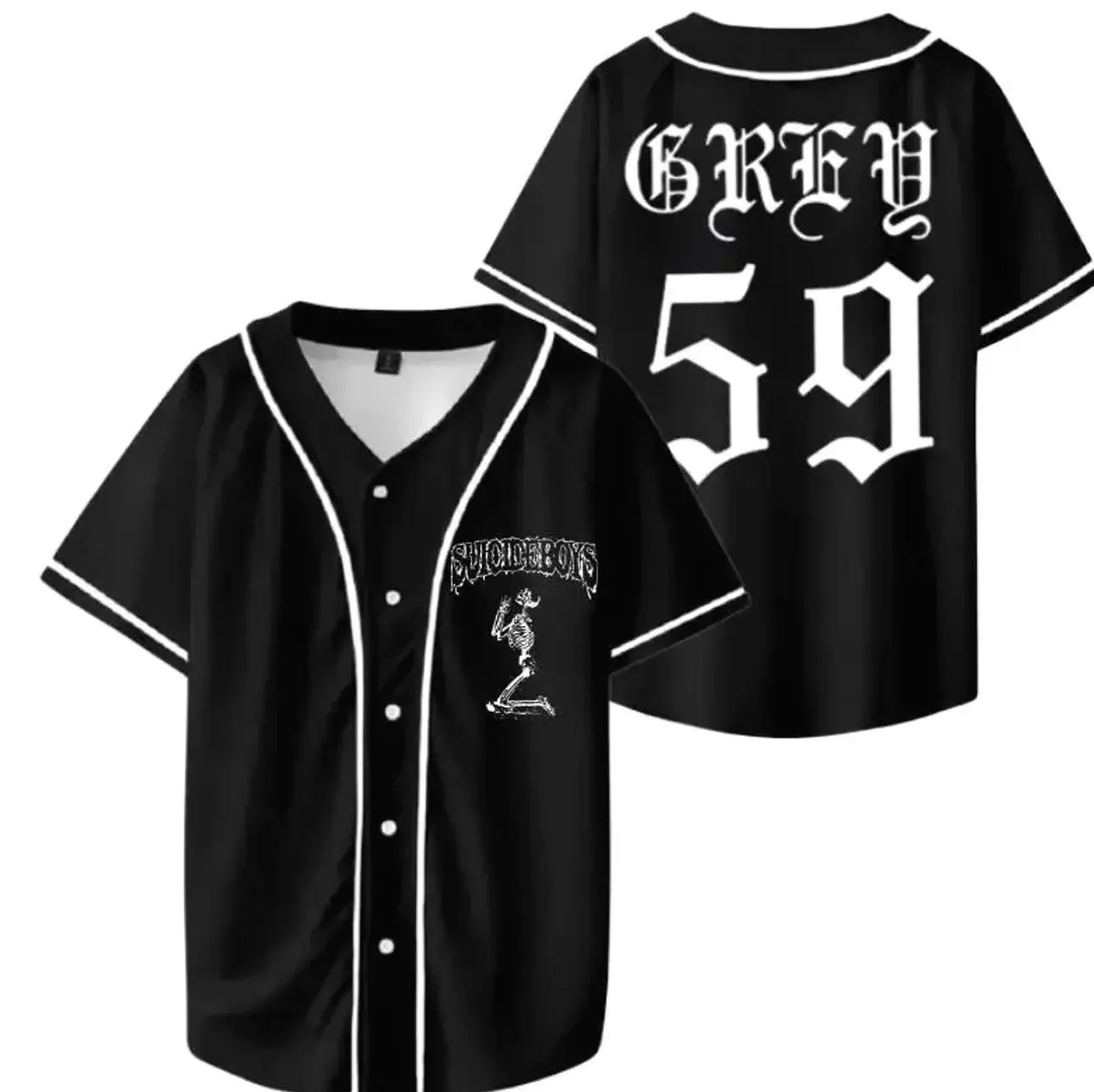 Grey 59 SuicideBoyz 2026 Tour Baseball Jersey, Unisex Fan Shirt, Limited Edition, Hip Hop Concert Tee, Casual Streetwear Jersey for Men & Women