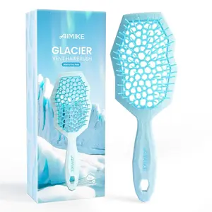 AIMIKE Glacier Detangling Brush, Pain-Free Detangler Brush for Curly Hair Wet & Dry Use, Glide Through Tangles with Ease, Vented Hairbrush for Women's 2c to 4c Curls, Blue