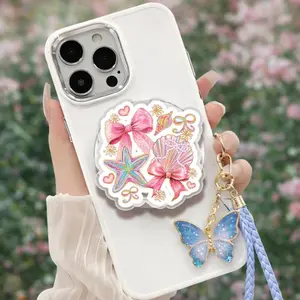Seashell Magnetic Phone Grip, Coastal Ribbon Bow Magsafe Kickstand