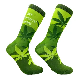 Funny Womens Socks with Cannabis and 420 Humor Pot Jokes and Green Leafy Designs Funny Graphic Socks Comfortable Fitted Spandex Cotton