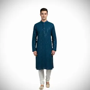 Mens chickankai kurta set comes with white elastic pant perfect ethnic wear  Menswear