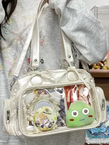 2026 New Cute Anime Badge Bag, Fashionable Versatile Handbag, Bowling Crossbody Backpack, DIY Transparent Bag, College Style Simple Design, Crossbody Purse, Crossbody Shoulder Purse, Fashionable Unique Bags