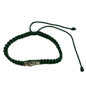 Green St Jude Knotted Rope Hand Made Bracelet