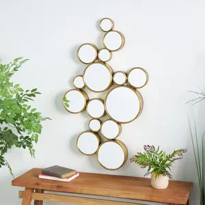 CosmoLiving by Cosmopolitan Gold Metal Bubble Cluster Room Wall Mirror
