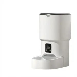 4L Automatic Cat and Dog Feeder, Dry Food Dispenser with Control Panel, Programmable Feeding of 1-6 Meals a Day, Dual Power Supply and Locking Lid,White