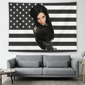 Tokio Hotel Black American Flag Wall Flag, Emo Band Print, Mid-century Modern Black Flash Manga Style, Y2K Aesthetic, For Adult Fans, Music Fan Decor, Bedroom Dorm Tapestry