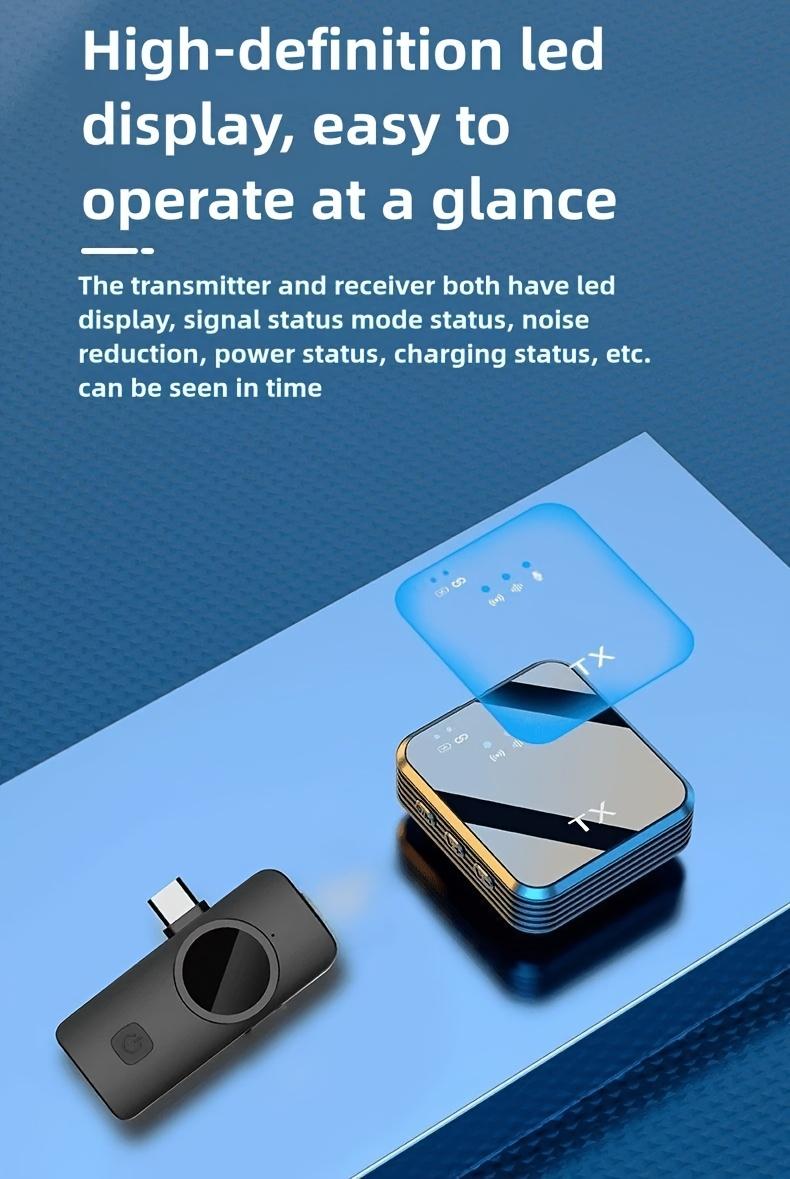 Wireless lavalier microphone high-end square, stereosound, intelligent noise reduction, suitable forsmartphone live broadcast or outdoor Vlog