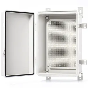 Waterproof Junction Box Outdoor Electrical Enclosure IP67 Plastic Weatherproof Project Box with Mounting Plate, Wall Brackets, Hinged Grey Cover 11.2"x7.7"x5.1"