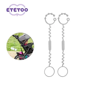 ETETOO Sippy Cup Strap - Food Grade Silicone Bottle Bungee for High Chair Stroller & More - Grey 2Pack - Secure Tethering & Adjustable Strap for Babies & Toddlers
