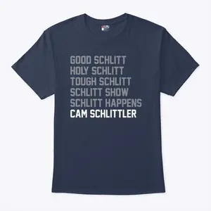 Men's Tough Cam Schlittler T-Shirt with Good, Holy Schlitt Design Elements