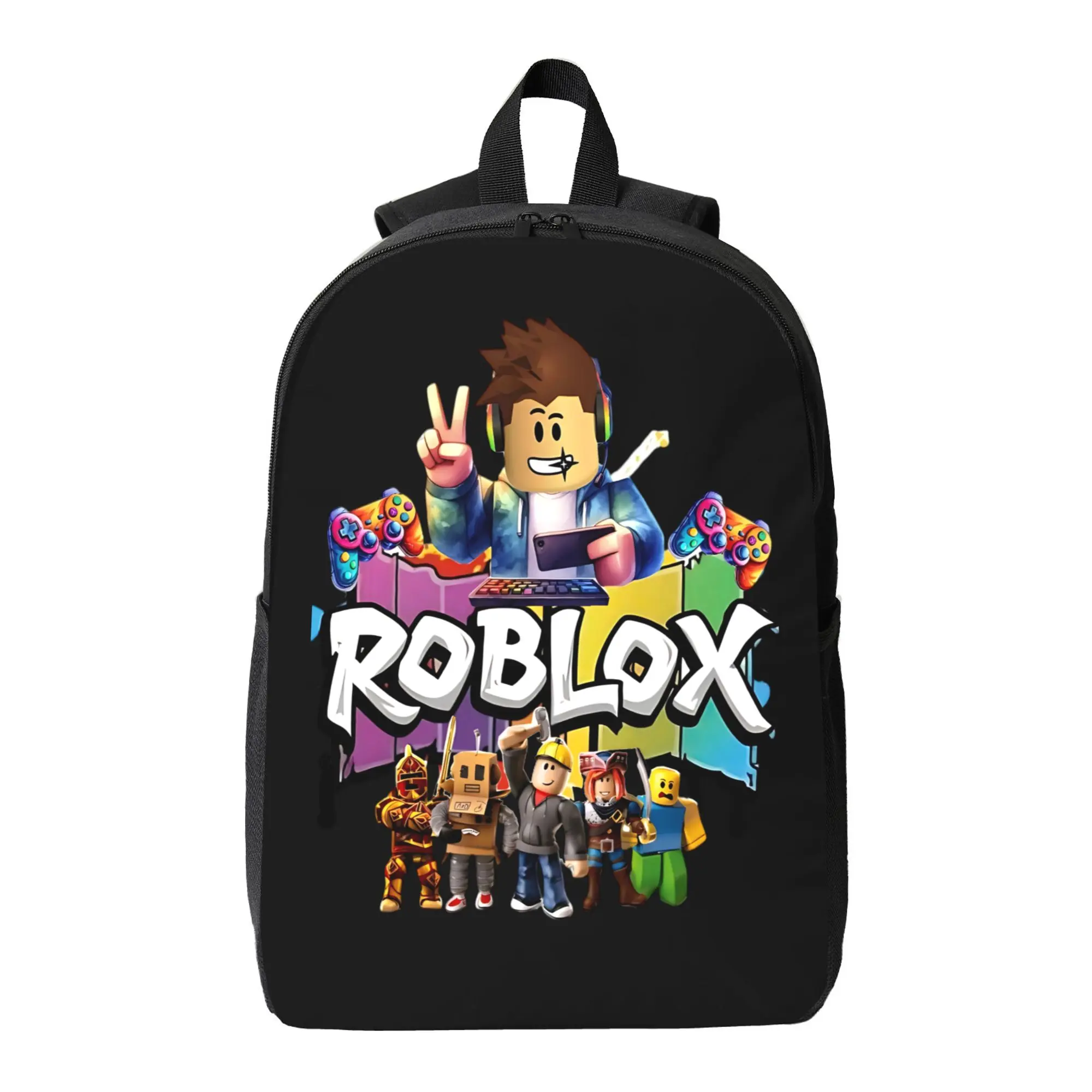 Roblox Cartoon Backpack for School 17" Large Capacity Lightweight Bookbag for Students Cartoon School Bag