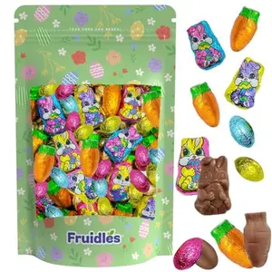 Fruidles Happy Easter Chocolate Variety Pack, Smooth & Creamy Milk Chocolate Party Bag Fillers, Individually Wrapped in Easter Shapes & Design Foils, Kosher Certified Dairy (1 Pound)