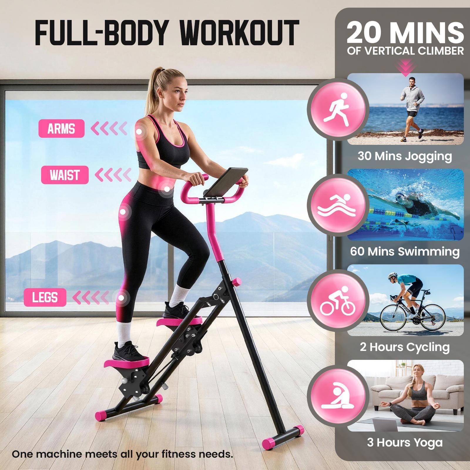Stair Stepper with Handlebar, Extended Range Climbing Machine for Leg & Core Training, Home Workout Equipment