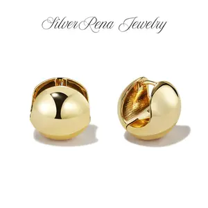 S925 Elegant 18K Gold Plated Bell Drop Earrings, Unique Huggie Hoop Earrings Jewelry for Women, Hypoallergenic Sterling Silver Earrings Perfect for Daily Wear and Party, Casual Style Jewelry Gift for Lover or Girls, Birthday Valentine's Day Gift