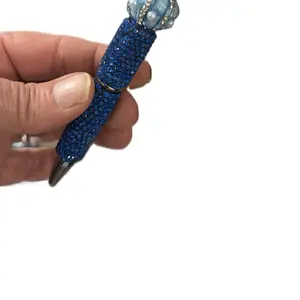 Bling Pen 1 - Blue Rhinestone Decorated Writing Instrument with Pearl Accent