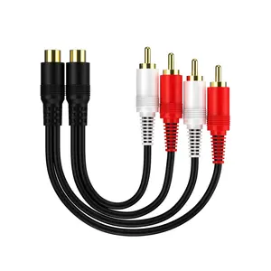 2 Pack Audio Speaker Y Adapter Splitter Cable with OFC Conductor Dual Shielding Gold Plated Metal Shell Flexible PVC Jacket - 0.2M / 0.6FT