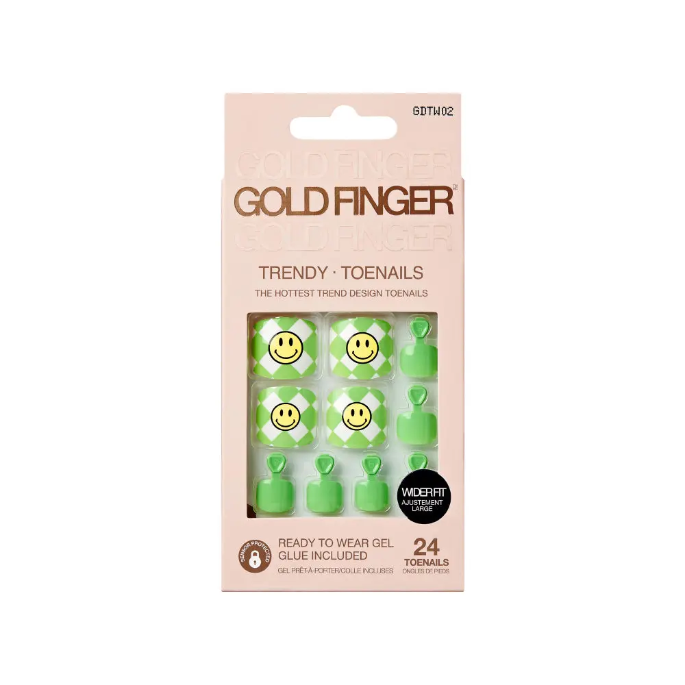 Gold Finger Trendy Wider Fit Toenails - Smiley