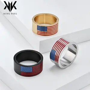 Hot Selling American Flag Stars and Stripes Titanium Steel Ring Men's Personality Trendy Hip-Hop Fashion Accessories