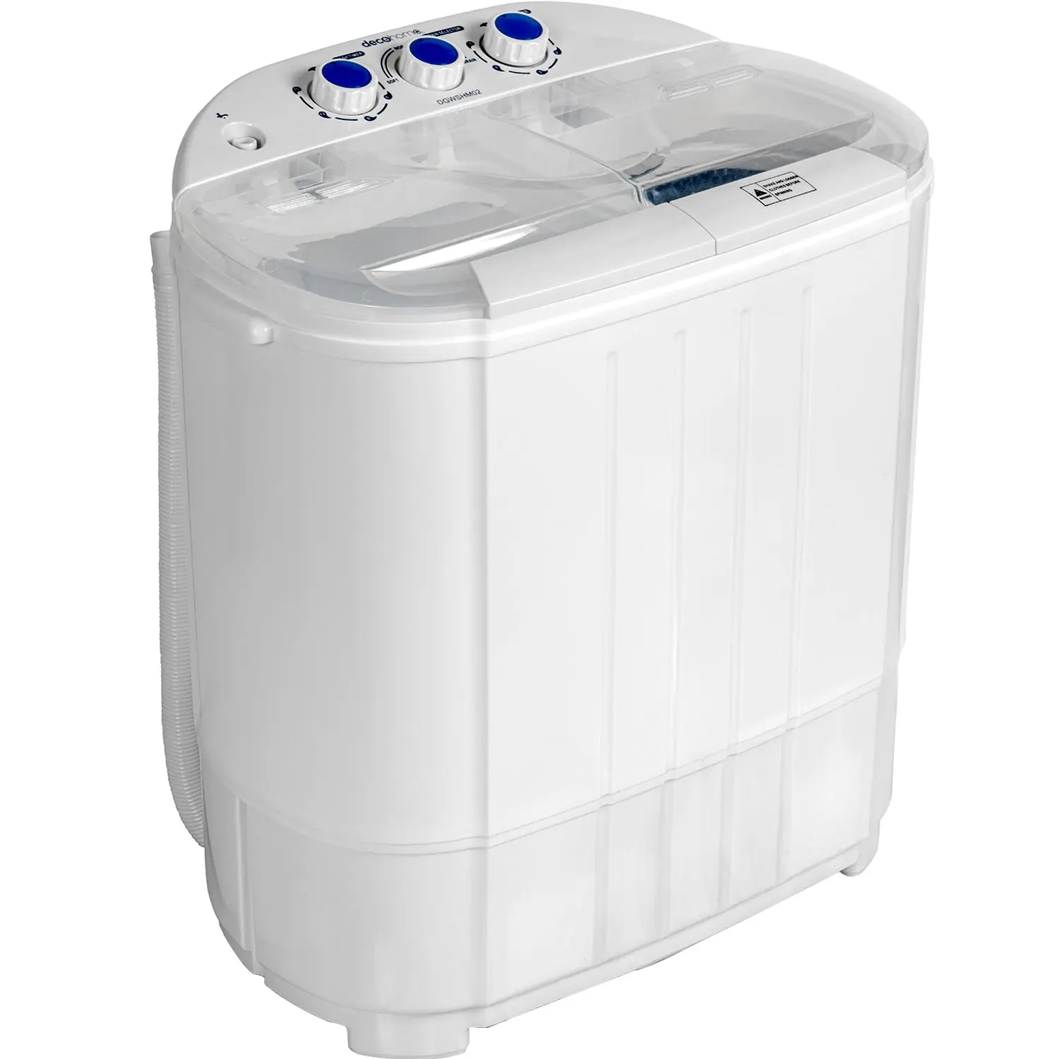 Deco Gear 4.5lb Compact Twin Tub Washing Machine - Plastic Household Appliance with Agitation Washing, Spin Drying, Portable Design for Campers & Small Space Storage