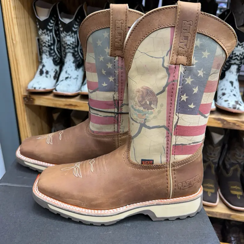 Raptor USA/MEXICO flags work boots