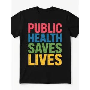 Public Health Saves Lives T-shirt Same Style for Men and Women -2026 Summer Short-sleeved Printed T-shirt Pure Cotton 220GUnisex 2026 Black T-Shirt