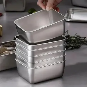 Stainless Steel Food Storage Box, 3/6 Counts Reusable Food Storage Container with Lid, Portable Fruit Storage Box for Home Kitchen Outdoor Camping