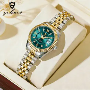 GOHUOS Fashion Luxury Watch for Women Waterproof Luminous Calendar Ladies Watch Stainless Steel Quartz Women's Wristwatch Girl Gift