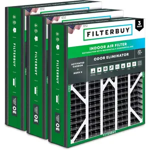 Filterbuy 20x25x5 Air Filter (3-Pack), Pleated MERV 8 Odor Eliminator HVAC AC Furnace Air Filters for Trion Air Bear