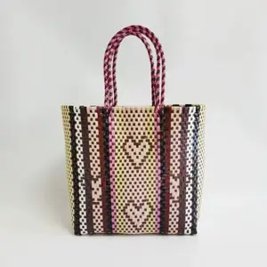 Colorful Beach Bag with Striped Design and Rope Handles